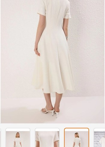 Beyaz Uzun Kadın Elbise - Görsel 6