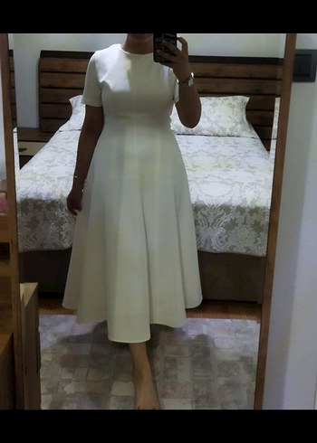 Beyaz Uzun Kadın Elbise - Görsel 4