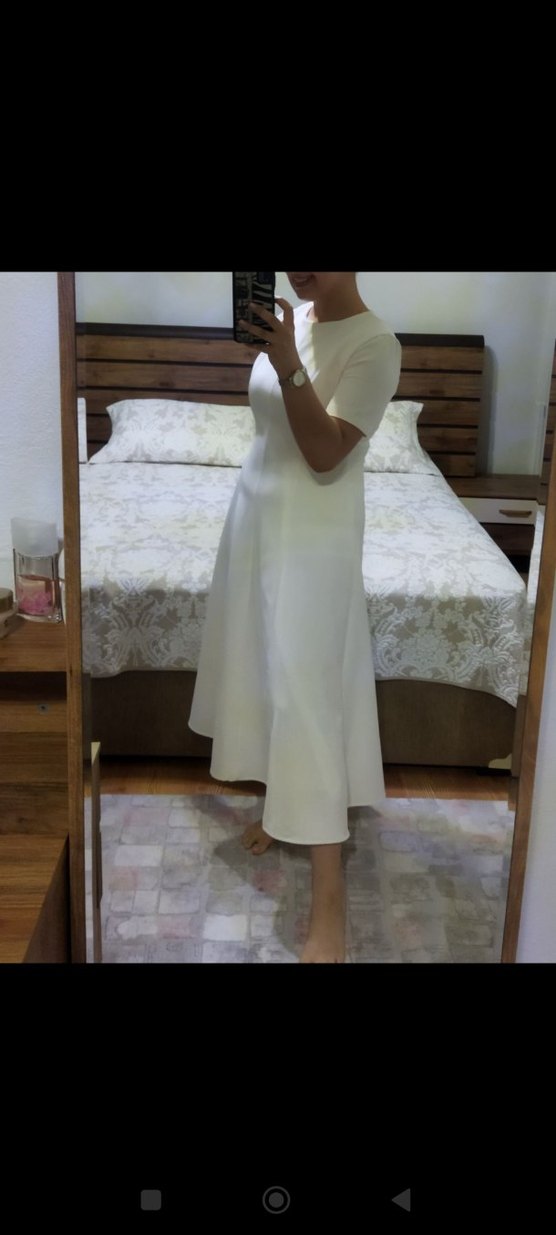 Beyaz Uzun Kadın Elbise - Görsel 3