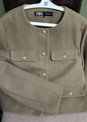 Bej Düğmeli Midi Kadın Kaban - Görsel 3