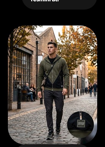Zara Haki Kapusonlu Fermuarli Erkek Sweatshirt