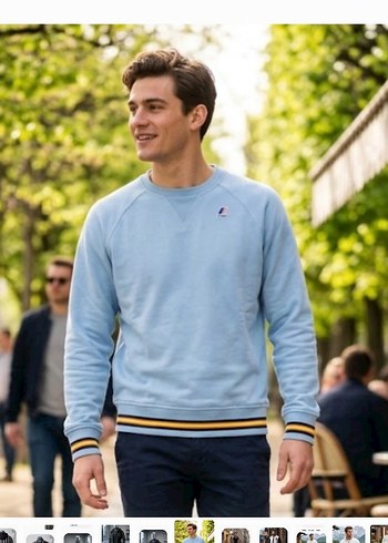 Zara Acik Mavi Bisiklet Yaka Sweatshirt