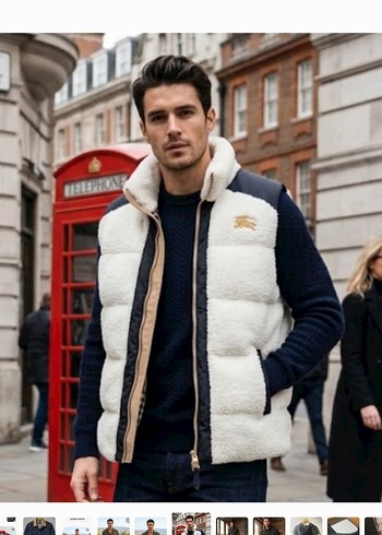 Burberry Ekru Pelus Sisme Yelek