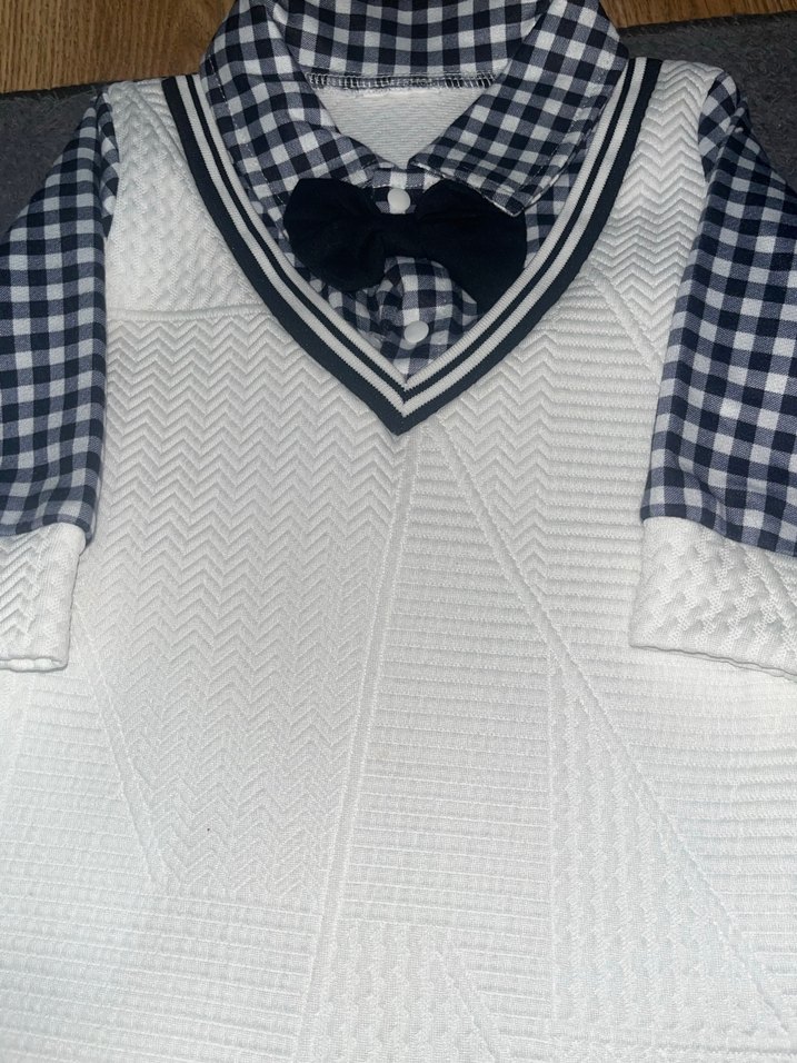 Bebek Erkek Beyaz Tulum Gömlek Yakalı - Görsel 2