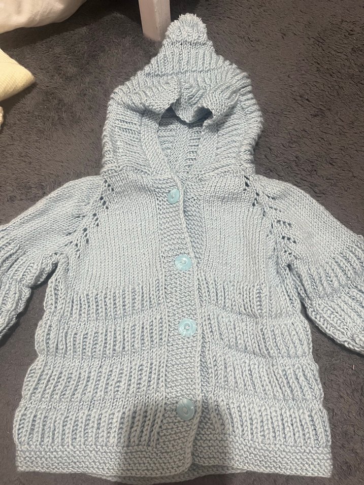 Erkek bebek Çocuk mavi Kapüşonlu Örgü Hırka - Görsel 2
