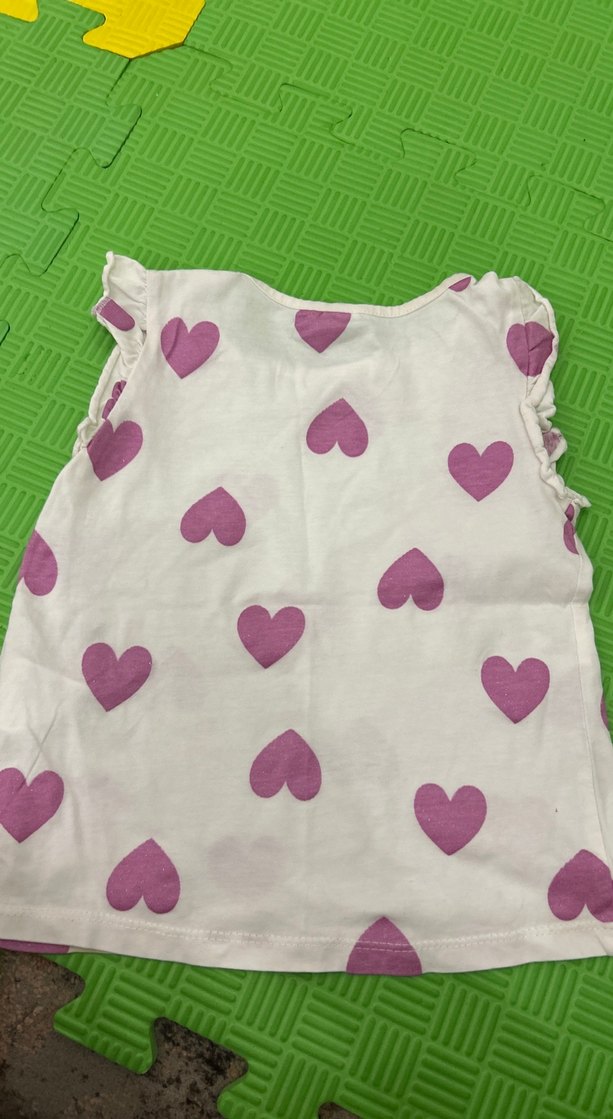 Kız Çocuk Kalp Desenli Kolsuz Pamuklu Bluz - Görsel 2