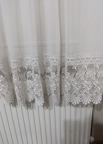 Beyaz Dantel Detaylı Perde 3adet - Görsel 4