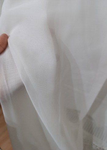 Beyaz Dantel Detaylı Perde 3adet - Görsel 6