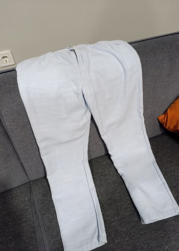Erkek çocuk açık mavi Keten Regular Fit Pilili Pantolon