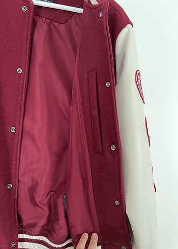 s Beden bordo Renk Bordo Kadın Bomber Ceket - Salaş Kesim