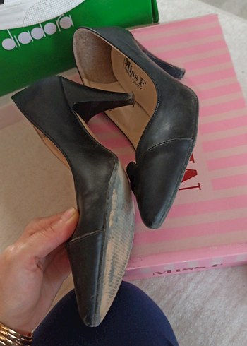 39 Beden MissF Siyah Blok Topuklu Kadın Stiletto