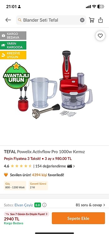 Tefal blender seti