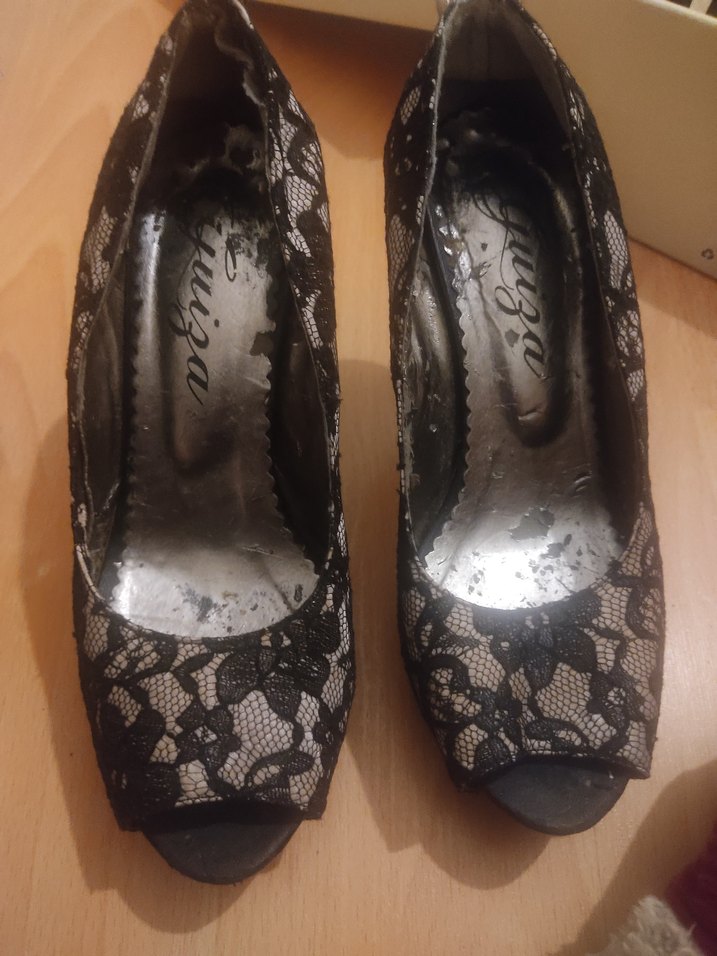 Dantel Detaylı Siyah Stiletto Topuklu Kadın abiye Ayakkabı - Görsel 2