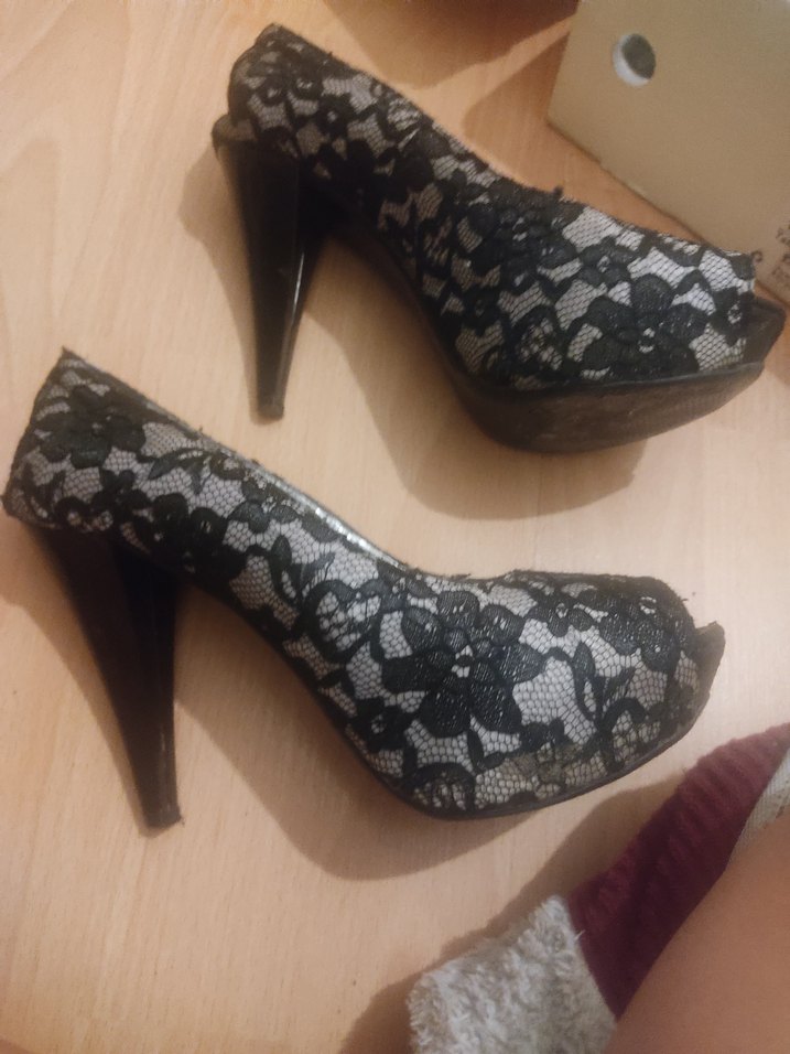 Dantel Detaylı Siyah Stiletto Topuklu Kadın abiye Ayakkabı - Görsel 3