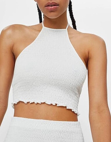 Bershka büzgülü halter yaka top