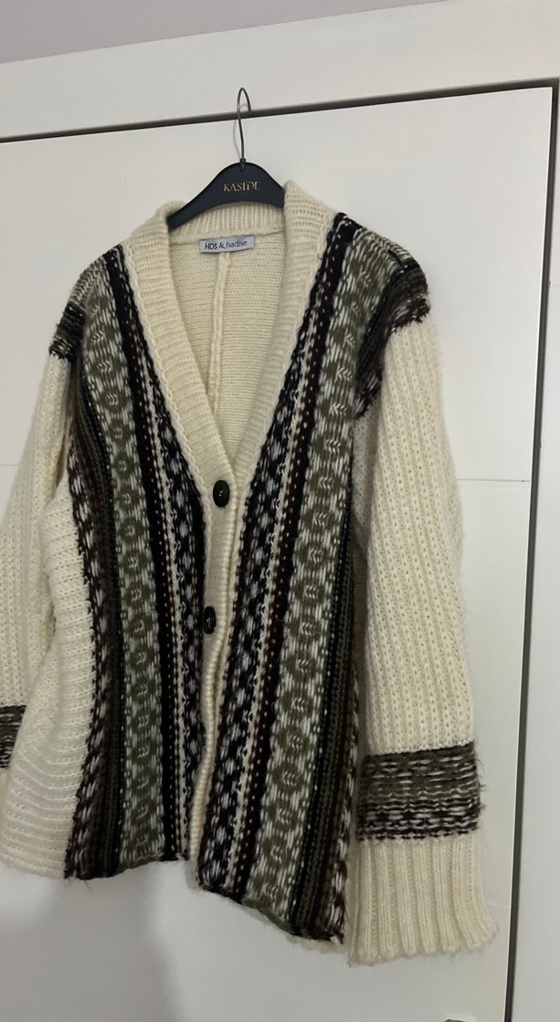 Desenli Bohem Örgü Kadın Hırka - Görsel 2