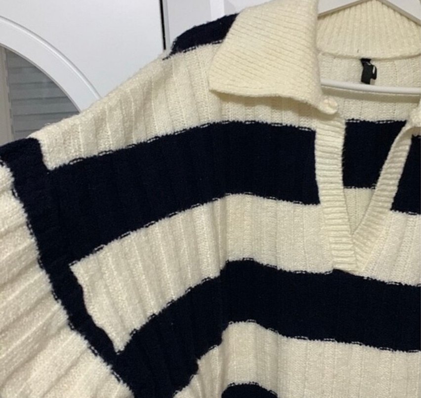 Defacto Zebra Desenli V Yakalı Kadın Triko Kazak - Görsel 2