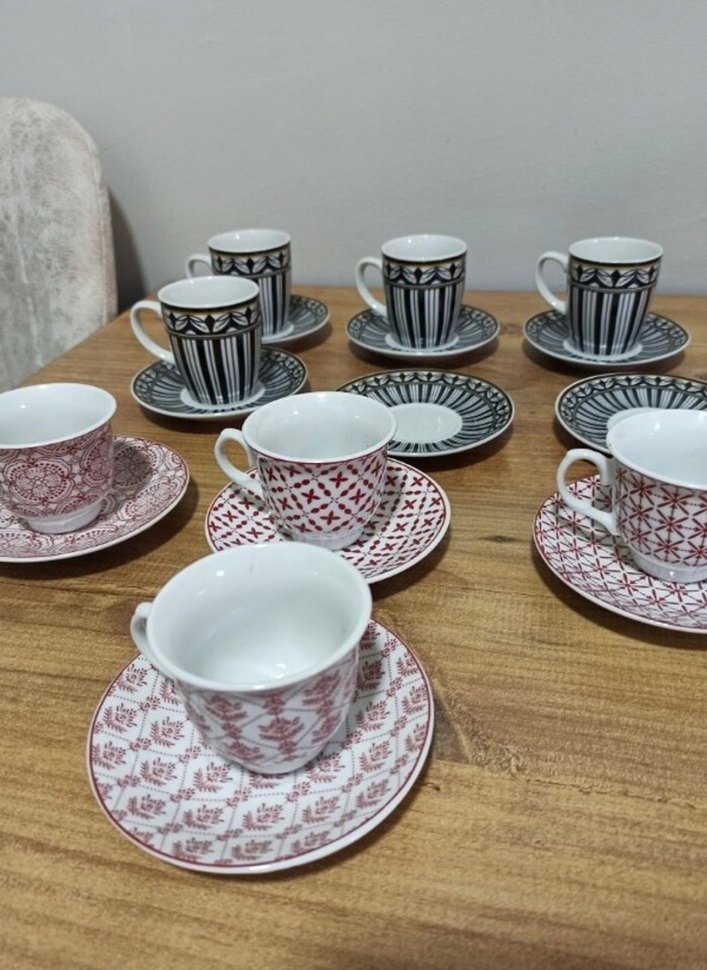 Desenli Kahve Fincanı ve Tabağı Seti - Görsel 3