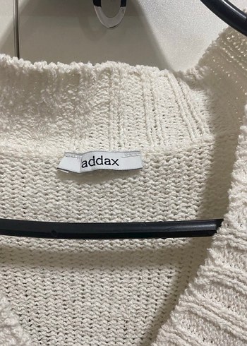 Addax v Yaka Beyaz Çizgili Triko Kadın Kazak - Görsel 3