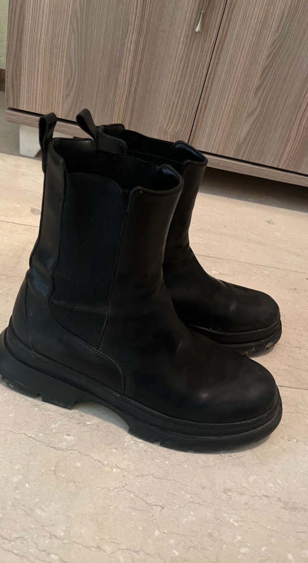 Kadın Siyah Platform Topuklu Kauçuk Bot - Görsel 5