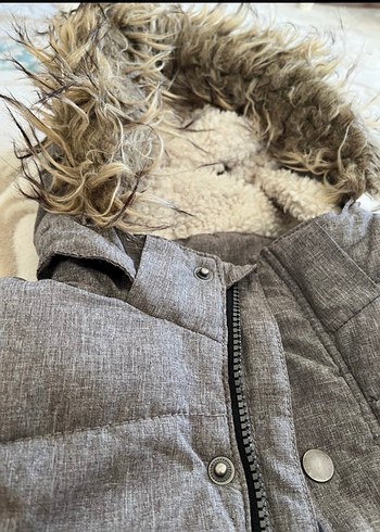 HM gri Kürklü Erkek Çocuk Mont - Görsel 4