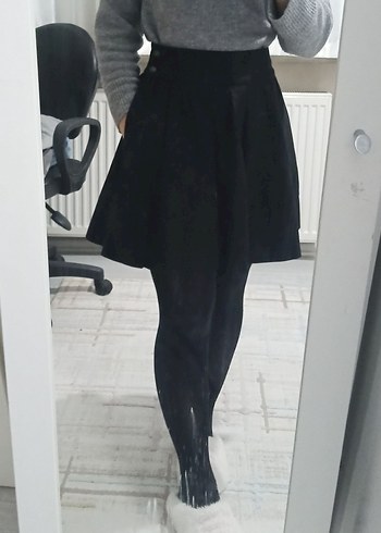 Drapeli Siyah Mini Etek - Görsel 2
