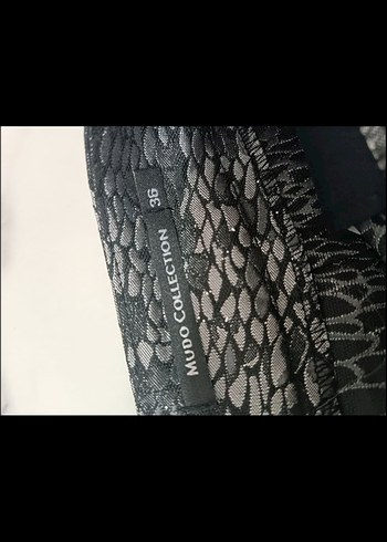 Gri Yılan Desenli mini etek - Görsel 2