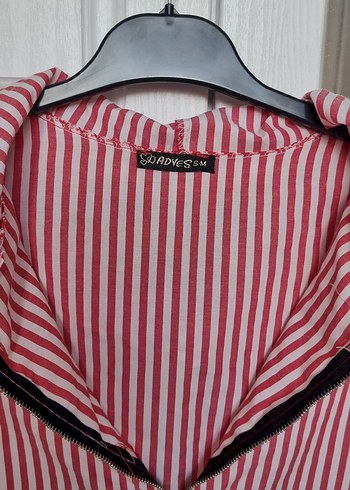 Kırmızı Çizgili Midi Hamile Ceket - Görsel 2