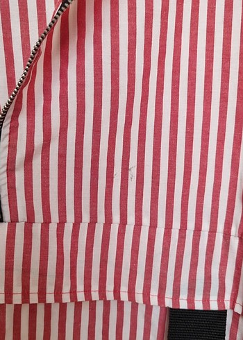 Kırmızı Çizgili Midi Hamile Ceket - Görsel 3
