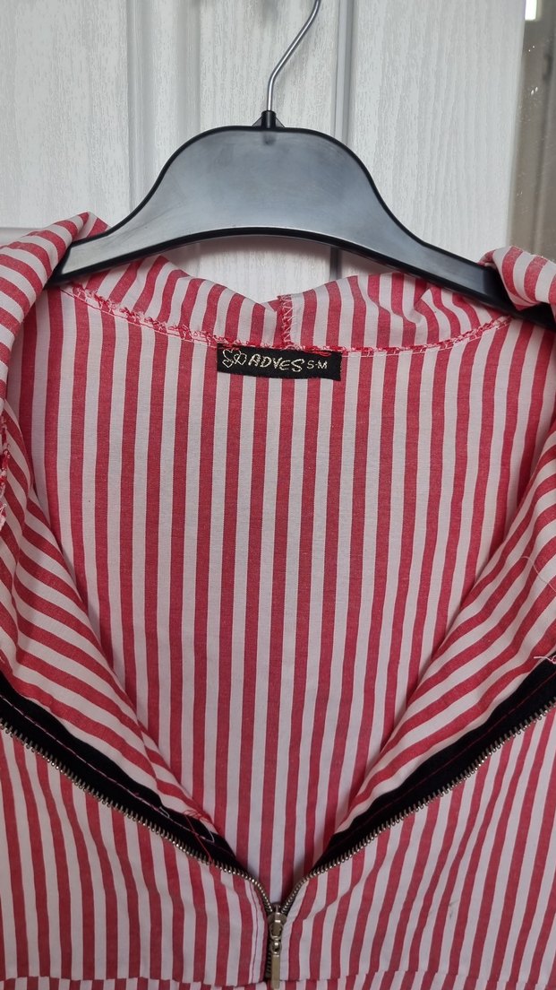 Kırmızı Çizgili Midi Hamile Ceket - Görsel 2