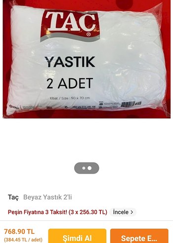 TAC 2'li Beyaz 50x70 Yastık - Görsel 2