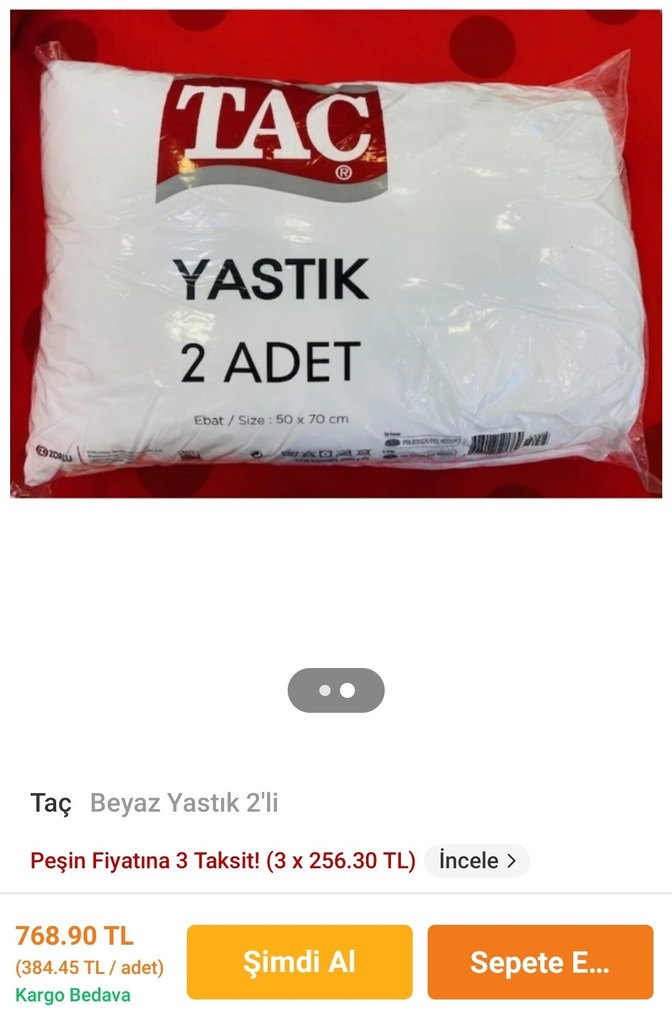 TAC 2'li Beyaz 50x70 Yastık - Görsel 2