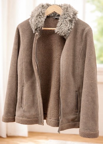 Marks and Spencer Kürklü Bej Kadın Ceket - Görsel 2