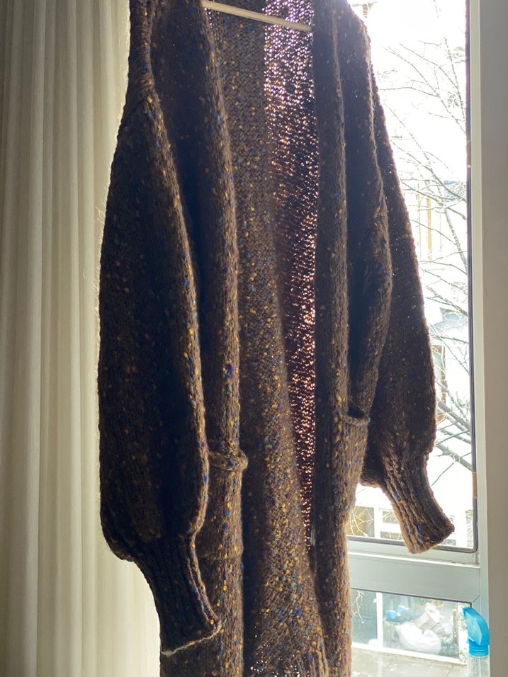 Bej Midi Kadın Yün Salaş Hırka - Görsel 3