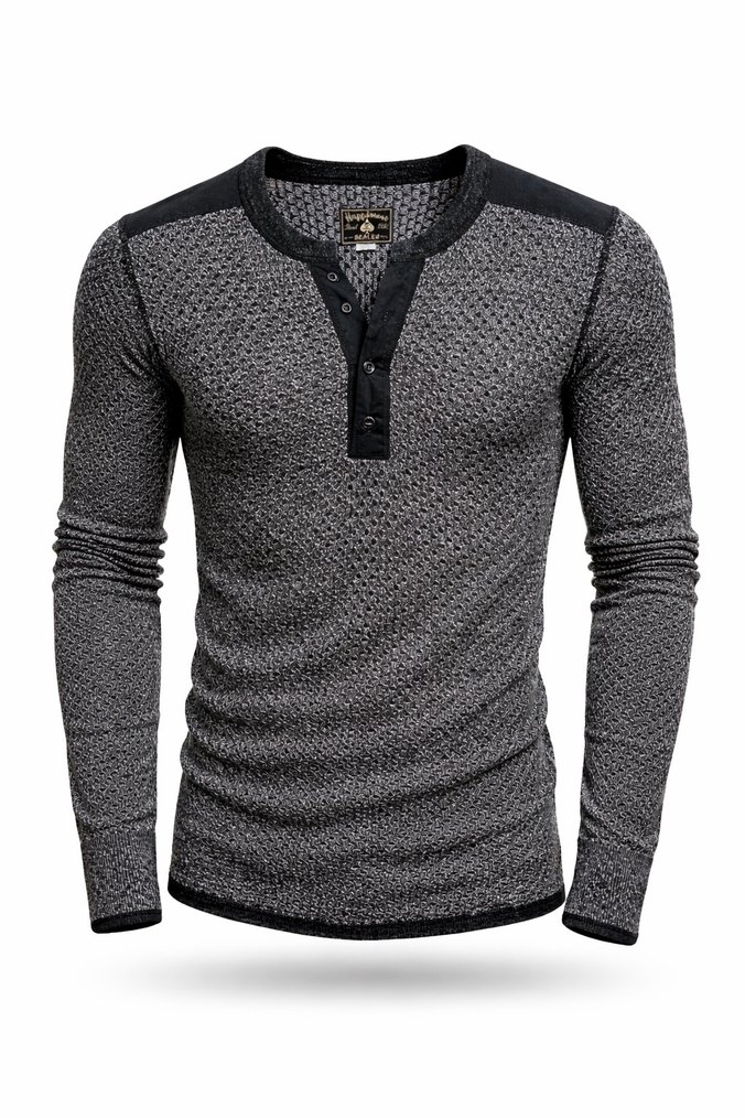 DIESEL Marka Düğmeli Gri Erkek Slim Fit Uzun Kollu Triko - Görsel 2