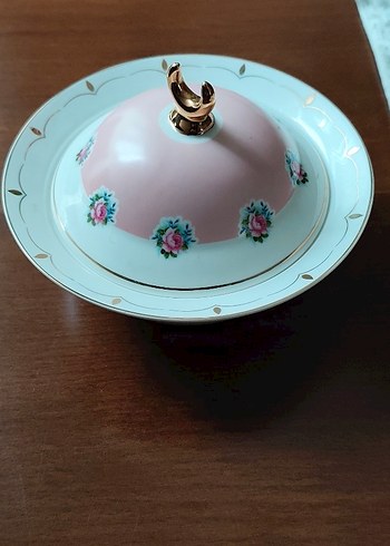 Çiçek Desenli Kapaklı  lucky art porselen sekerlik - Görsel 3