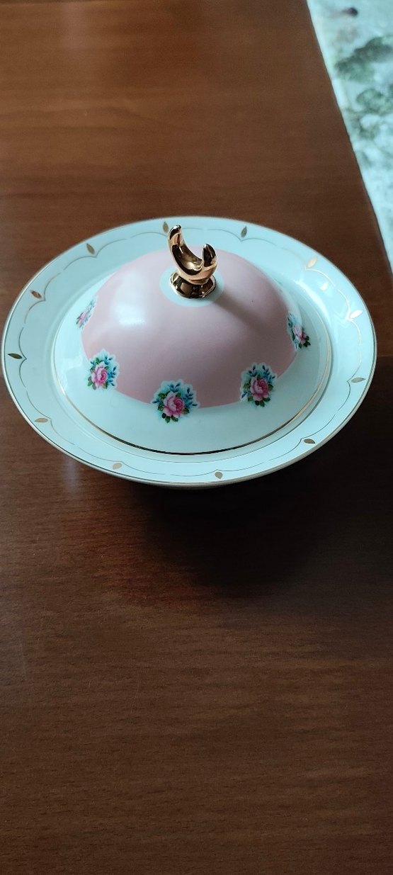 Çiçek Desenli Kapaklı  lucky art porselen sekerlik - Görsel 3