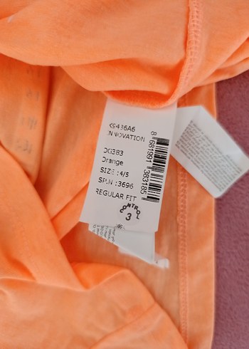 Kız Çocuk Turuncu Baskılı Tişört - Görsel 2