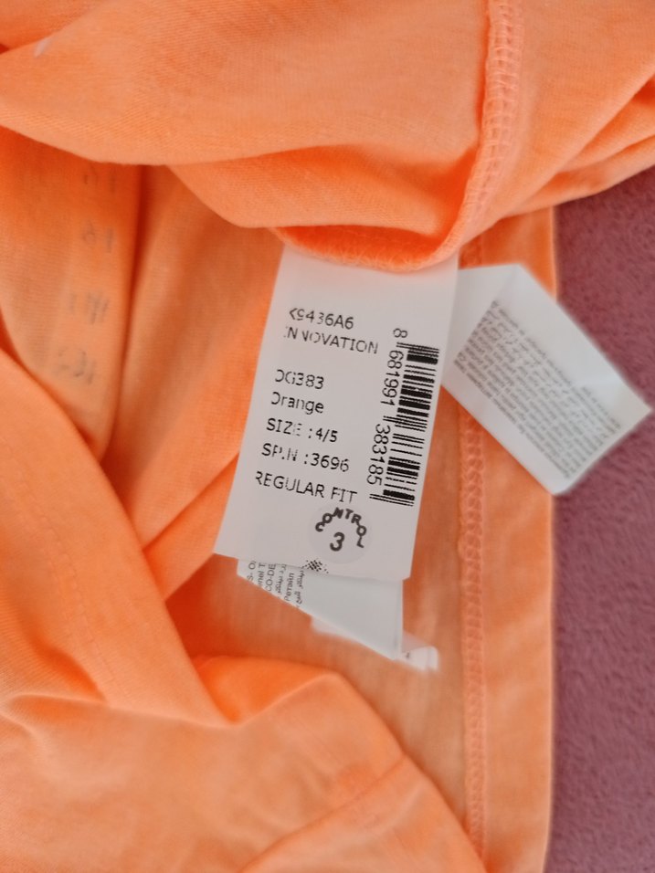 Kız Çocuk Turuncu Baskılı Tişört - Görsel 2