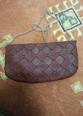 Bordo Deri Bohem Zincirli Çanta - Görsel 2