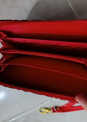 Kırmızı Siyah Zebra Desenli Kadın Cüzdanı - Görsel 3