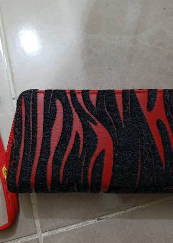 Kırmızı Siyah Zebra Desenli Kadın Cüzdanı - Görsel 2