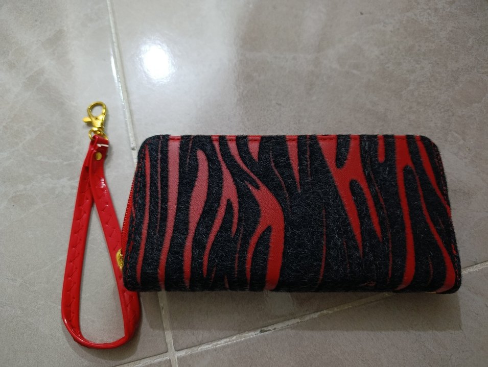 Kırmızı Siyah Zebra Desenli Kadın Cüzdanı - Görsel 2