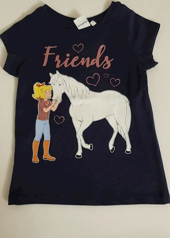 Kız Çocuk Lacivert Baskılı Tişört - Görsel 2