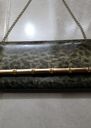 Zincir Detaylı Kahverengi Yılan Derisi Desenli Deri Çanta - Görsel 2