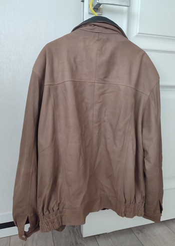 Deri Kahverengi Gri Yaka Detaylı Erkek Ceket - Görsel 2