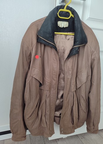 Deri Kahverengi Gri Yaka Detaylı Erkek Ceket - Görsel 3