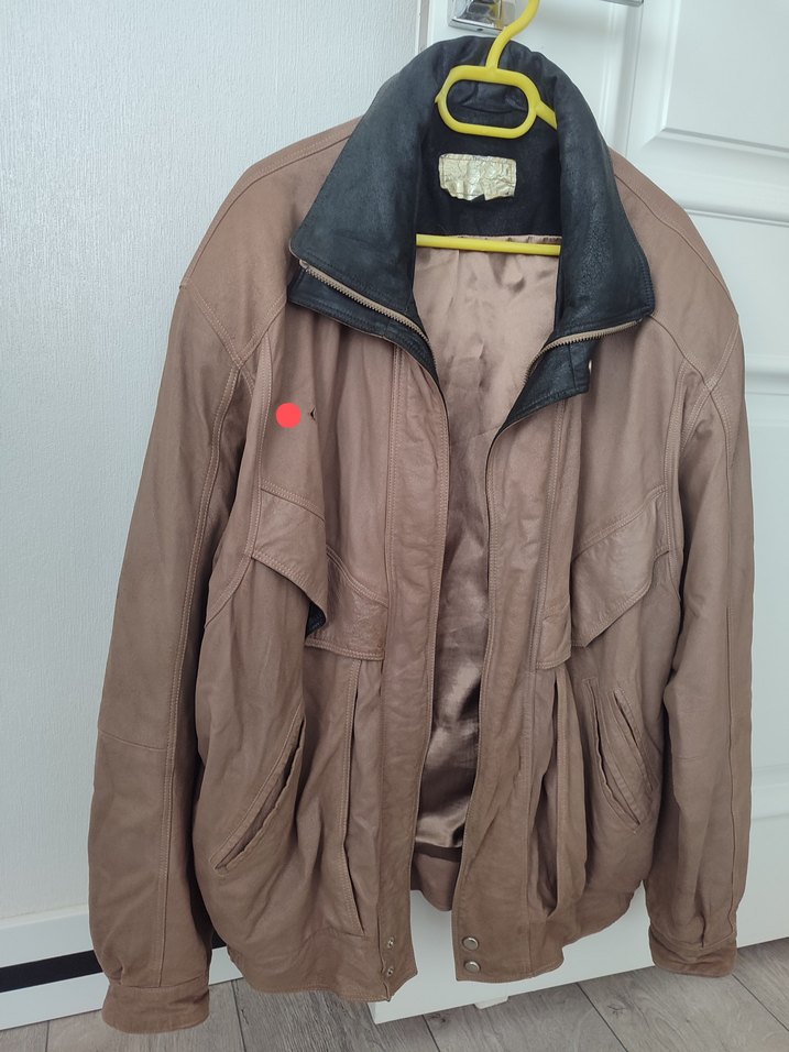 Deri Kahverengi Gri Yaka Detaylı Erkek Ceket - Görsel 3