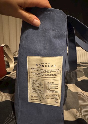 Mavi parisian blue kahverengi askılı BONHEUR THE B+BAG - Görsel 3