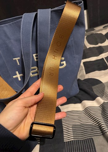 Mavi parisian blue kahverengi askılı BONHEUR THE B+BAG - Görsel 5